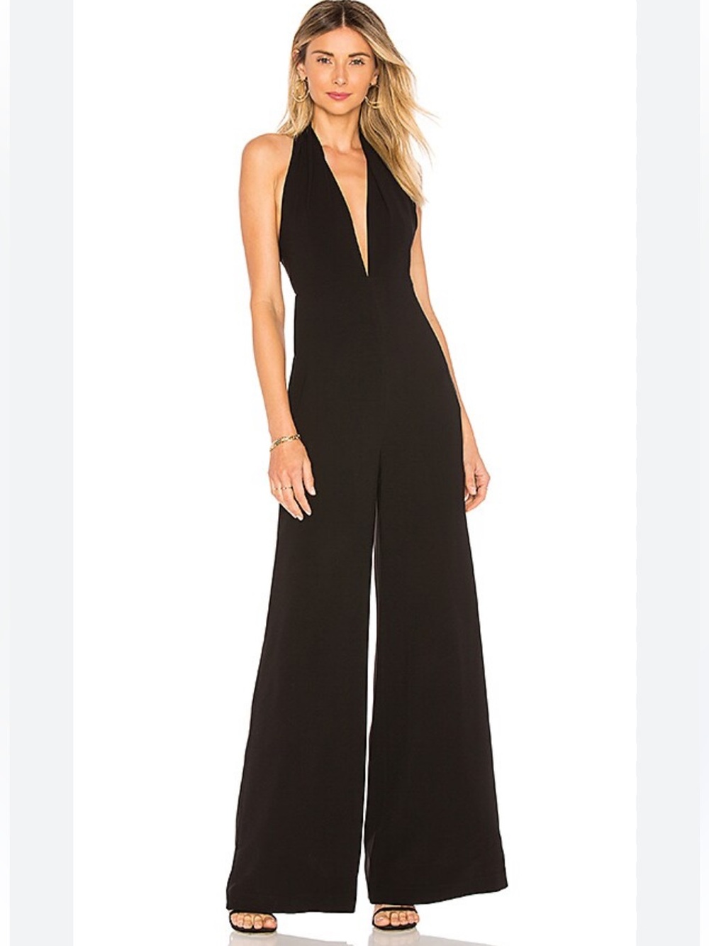 HALSTON HERITAGE Halter neck strappy jumpsuit